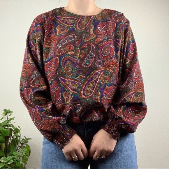 Vintage 80s paisley blouse  - Picture 3 of 6